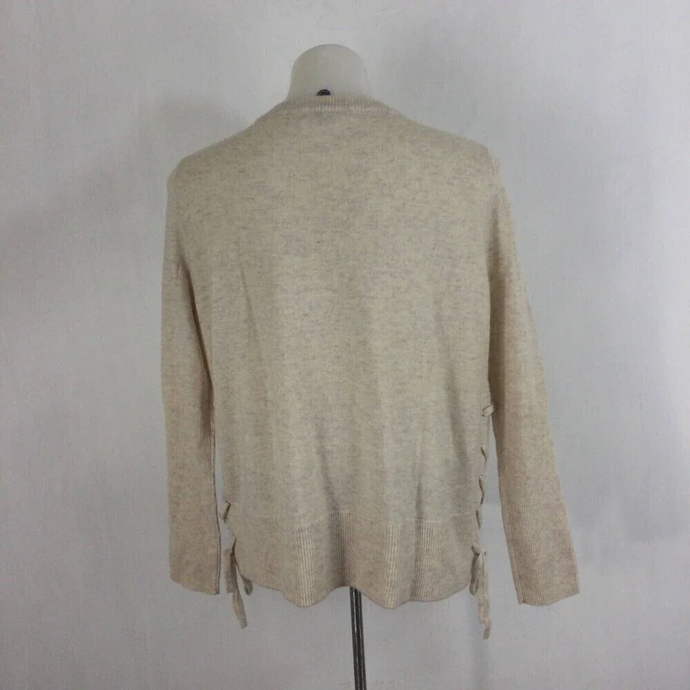 DTLM Repeat Wool Cashmere Cream Knit Pullover Side Tie Sweater Women Sz 38 Small